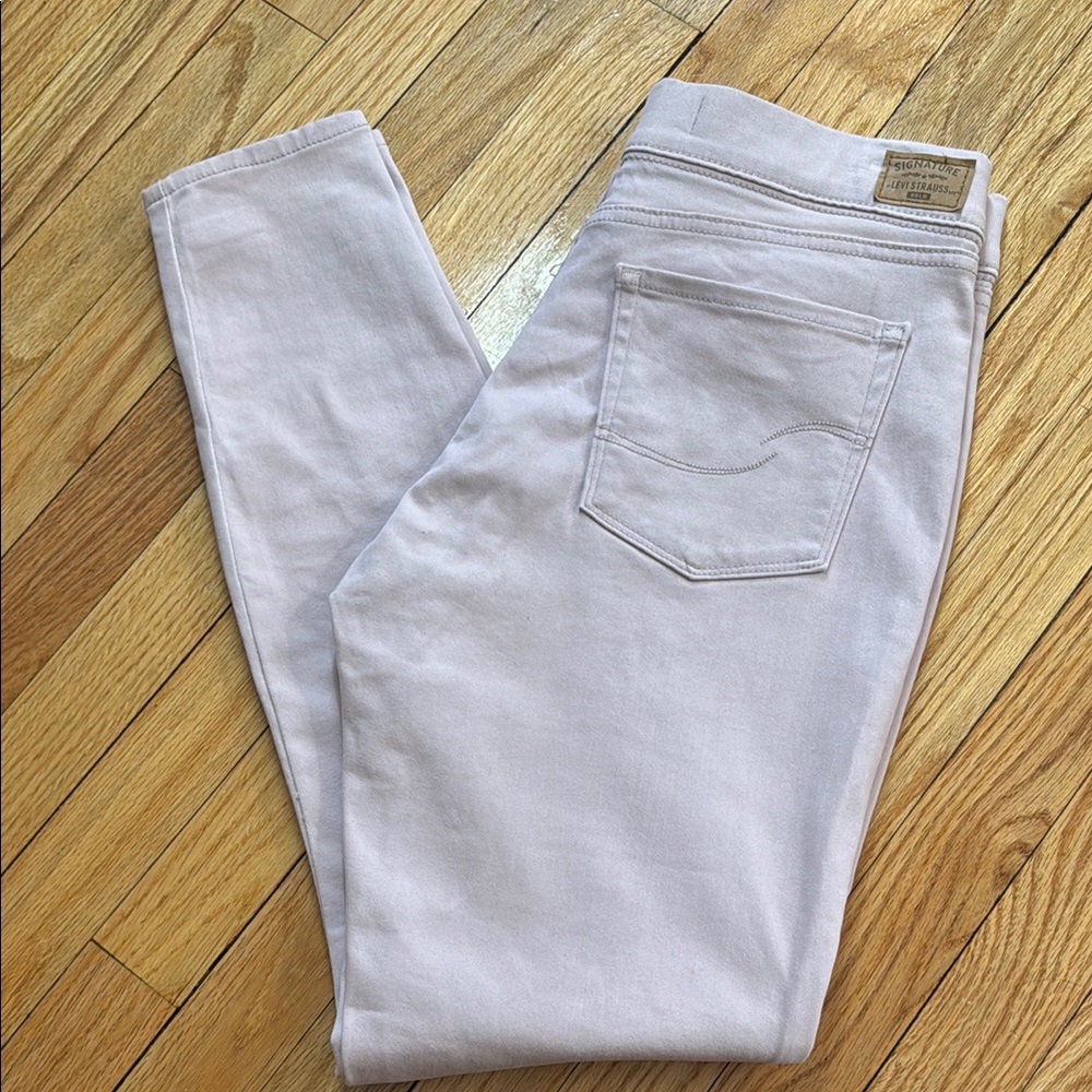 Levi Signature Jeans Women's Pink Pull On Skinny Jeans 10L 30x32